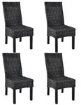 vidaXL Esszimmerst&uuml;hle 4 Stk. Schwarz Kubu Rattan und Mangoholz