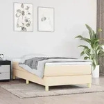 vidaXL Bettgestell ohne Matratze Creme 100x200 cm Stoff
