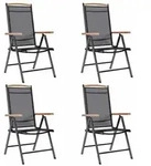 vidaXL Gartenst&uuml;hle Klappbar 4 Stk. Aluminium und Textilene Schwarz
