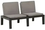 vidaXL Garten-Lounge-Bank mit Auflagen Kunststoff Grau