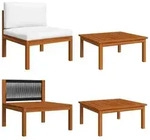vidaXL 2-tlg. Garten-Lounge-Set mit Auflagen Massivholz Akazie
