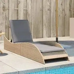 vidaXL Sonnenliege mit Auflage Beige 60x205x73 cm Poly Rattan