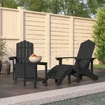 vidaXL Adirondack-Gartenst&uuml;hle mit Hocker & Tisch HDPE Anthrazit