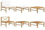 vidaXL 3-tlg. Garten-Lounge-Set mit Creme Kissen Teakholz