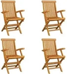 vidaXL Klappbare Gartenst&uuml;hle 4 Stk. Massivholz Teak