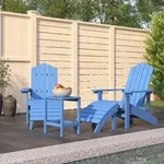 vidaXL Adirondack-Gartenst&uuml;hle mit Hocker & Tisch HDPE Aquamarin