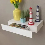 vidaXL Wandregal mit Schublade MDF Wei&szlig;