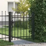 vidaXL Zauntor Einzelfl&uuml;gel Gew&ouml;lbte Spitze Stahl 1 x 1 m Schwarz