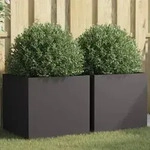 vidaXL Pflanzk&uuml;bel 2 Stk. Schwarz 49x47x46 cm Stahl