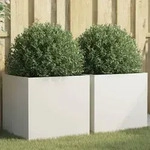vidaXL Pflanzk&uuml;bel 2 Stk. Wei&szlig; 49x47x46 cm Stahl