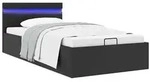 vidaXL Bett mit Bettkasten Hydraulisch LED Schwarz Kunstleder 90x200cm