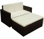 vidaXL 2-tlg. Garten-Lounge-Set mit Auflagen Poly Rattan Braun