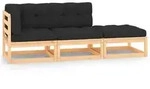 vidaXL 3-tlg. Garten-Lounge-Set mit Kissen Massivholz Kiefer