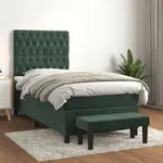 vidaXL Boxspringbett mit Matratze Dunkelgr&uuml;n 100x200 cm Samt