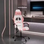 vidaXL Gaming-Stuhl Wei&szlig; und Rosa Kunstleder