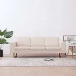 vidaXL 3-Sitzer-Sofa Stoff Cremewei&szlig;