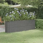 vidaXL Hochbeet Pulverbeschichteter Stahl 224x40x68 cm Grau