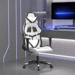 vidaXL Gaming-Stuhl mit Massagefunktion Wei&szlig; und Schwarz Kunstleder
