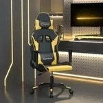 vidaXL Gaming-Stuhl mit Massagefunktion Schwarz & Golden Kunstleder