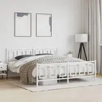 vidaXL Bettgestell mit Kopf- und Fu&szlig;teil Metall Wei&szlig; 180x200 cm