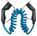 E-Auto-Ladekabel Mode 3, Typ 2 Stecker an Buchse, 3-phasig, 32 A, 22 kW, Spiralkabel,
