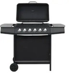 vidaXL Gasgrill mit 6 Flammen Stahl Schwarz