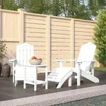 vidaXL Adirondack-Gartenst&uuml;hle mit Hocker & Tisch HDPE Wei&szlig;