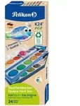 Deckfarbkasten K12 eco - 24 Farben + Deckwei&szlig; hellblau/blau.