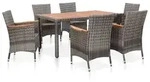 vidaXL 7-tlg. Garten-Essgruppe mit Auflagen Poly Rattan Grey