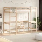 vidaXL Hochbett mit Schreibtisch 100x200 cm Massivholz Kiefer