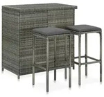 vidaXL 3-tlg. Bar Set Poly Rattan Grau