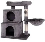lionto Katzen Kratzbaum, 70 cm mit 2 H&ouml;hlen, Liegemulde, Liegebett & Spielball,