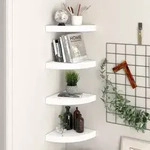 vidaXL Eck-Schweberegale 4 Stk. Wei&szlig; 25x25x3,8 cm MDF