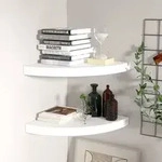 vidaXL Eck-Schweberegale 2 Stk. Wei&szlig; 35x35x3,8 cm MDF