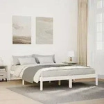 vidaXL Massivholzbett Extra Lang ohne Matratze Wei&szlig; 160x220 Kieferholz