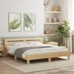 vidaXL Bettgestell mit Kopfteil Sonoma-Eiche 180x200 cm Holzwerkstoff