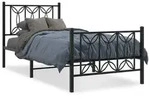 vidaXL Bettgestell mit Kopf- und Fu&szlig;teil Metall Schwarz 90x200 cm