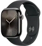 Apple Watch Series 10 GPS + Cellular 42 mm Titangeh&auml;use Sport Band Schwarz S/M