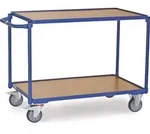 Tischwagen 2 Ladefl&auml;chen L1200xB800mm brillantblau Trgf.300kg B&uuml;gel waagerecht