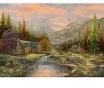 Holzpuzzle Thomas Kinkade Studios: Bergkulisse Mit Bach (1000 Teile)