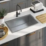 vidaXL Handgemachte Einbausp&uuml;le Edelstahl