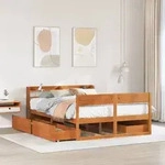 vidaXL Massivholzbett ohne Matratze Wachsbraun 120x190 cm Kiefernholz