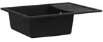 vidaXL K&uuml;chensp&uuml;le mit &Uuml;berlauf Oval Schwarz Granit