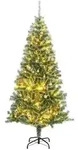 vidaXL K&uuml;nstlicher Weihnachtsbaum 300 LEDs & Kugeln Beschneit 210 cm