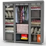 Intirilife Faltschrank 150x175x45 cm in ASCH GRAU - mit Rei&szlig;verschluss...