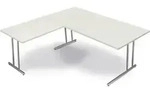 Schreibtisch Artline Holzdekor / Anbau C-Fu&szlig; 200x200x68-82cm wei&szlig;