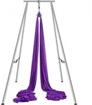 VEVOR Aerial Yoga H&auml;ngematte mit Yogarahmen 12 x 2,6 m, Lila Yoga Swing Air Fliegen,