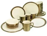 CreaTable 23589 Kombiservice Modern Industrial für 4 Personen, Steinzeug, weiß/gold CreaTable 23589 Kombiservice Modern Industrial für 4 Personen, Steinzeug, weiß/gold