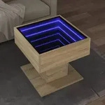 vidaXL LED-Couchtisch Sonoma Eiche 50x50x45 cm Holzwerkstoff