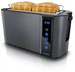 Arendo Langschlitz Toaster mit 2 R&ouml;stkammern und Br&ouml;tchenaufsatz, W&auml;rmeisoliertes